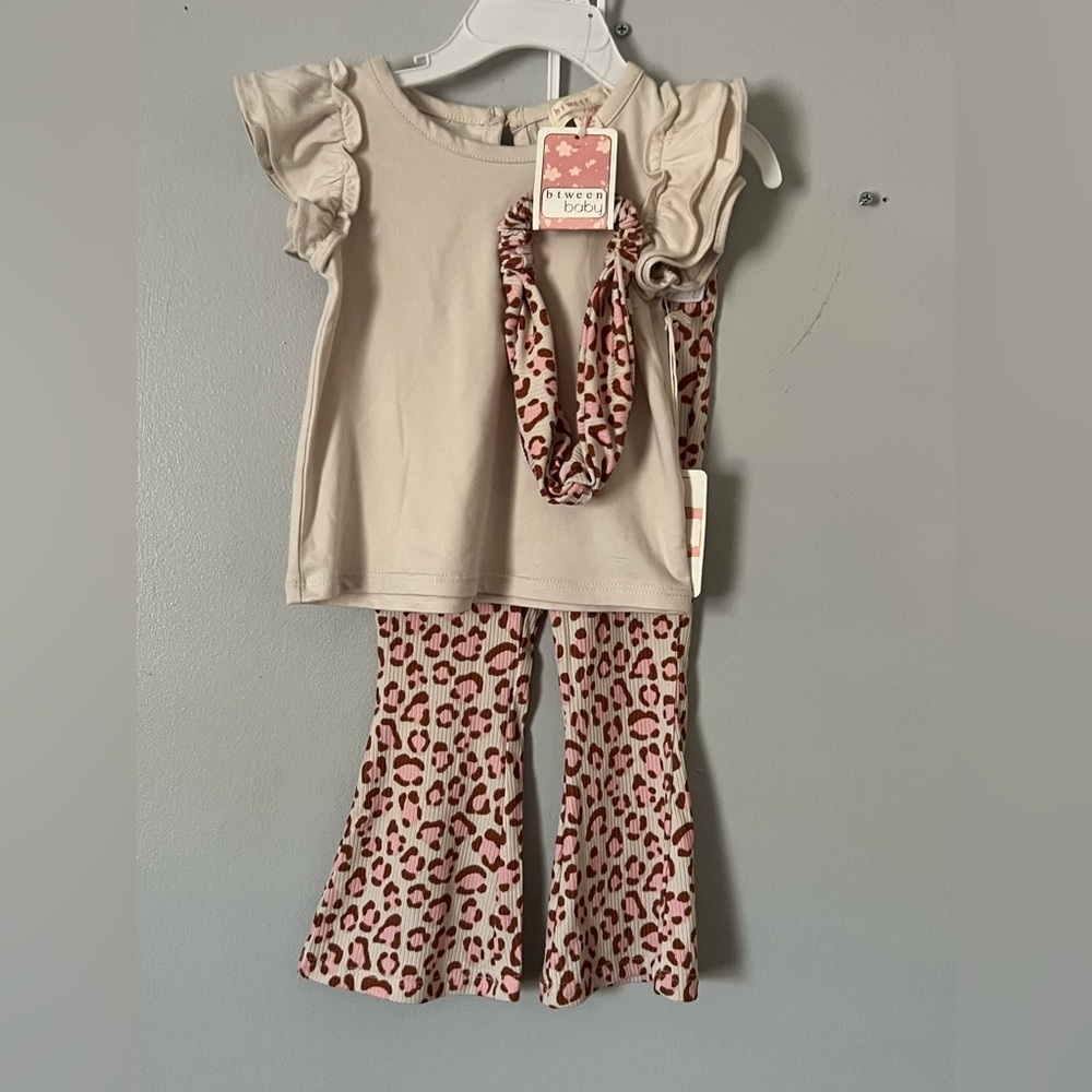 Adorable Beige Leopard Print Kids Dress Set